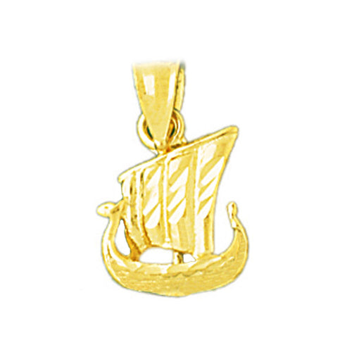 14K Gold 3D Viking Ship Charm