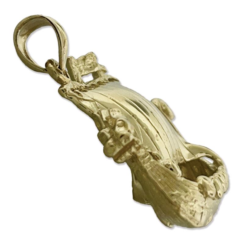 14K Gold 3D Viking Sailing Ship Pendant