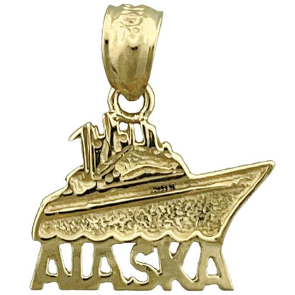 14K Gold Alaska Fishing Boat Charm