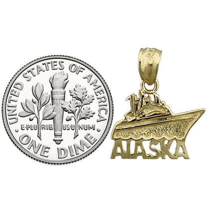 14K Gold Alaska Fishing Boat Charm