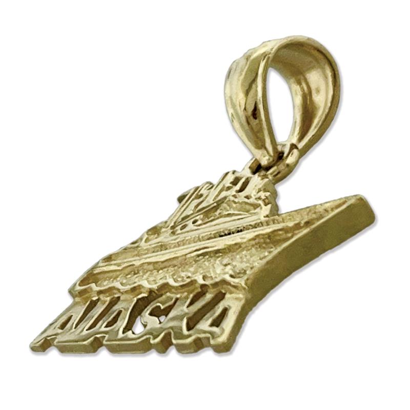 14K Gold Alaska Fishing Boat Charm