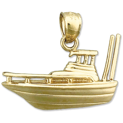 14K Gold 25MM Fishing Boat Charm