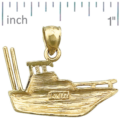 14K Gold 25MM Fishing Boat Charm