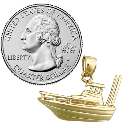 14K Gold 25MM Fishing Boat Charm