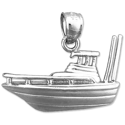 14K Gold 25MM Fishing Boat Charm