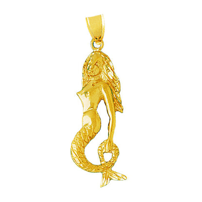 14K Gold 34MM Mermaid Pendant