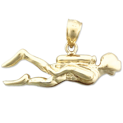 14K Gold 28MM Scuba Diver Pendant