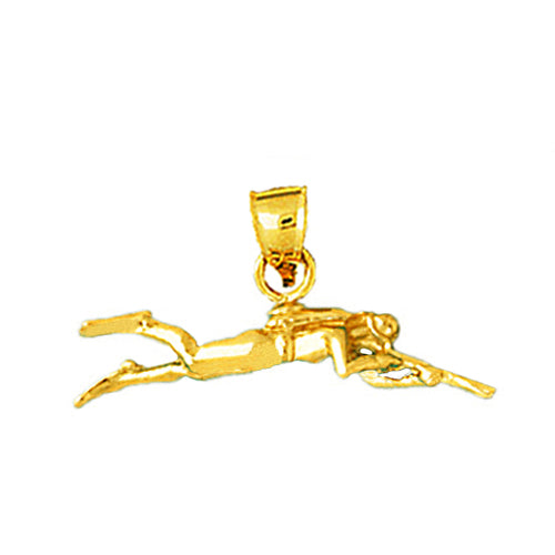 14K Gold 3D Scuba Diving Diver Charm