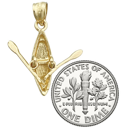 14K Gold 3-D Canoe Charm