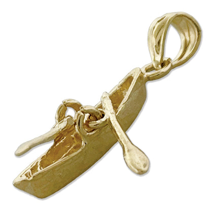 14K Gold 3-D Canoe Charm