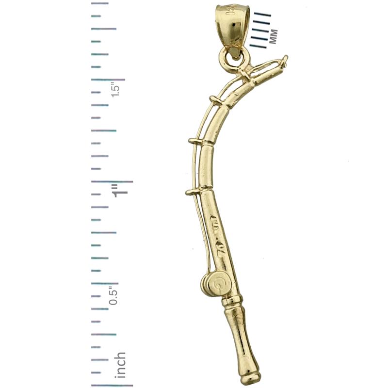 14K Gold 3D Fishing Rod Pendant