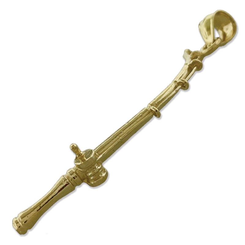 14K Gold 3D Fishing Rod Pendant