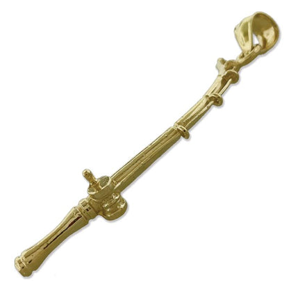 14K Gold 3D Fishing Rod Pendant
