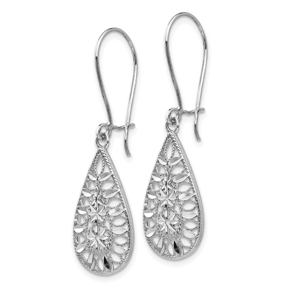 14k White Gold D/C Dangle Earrings
