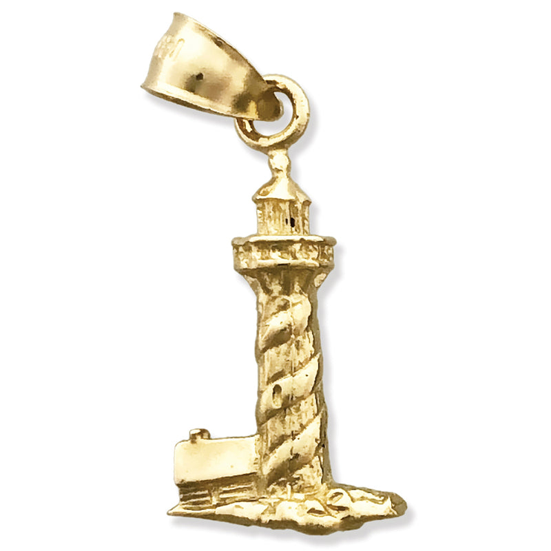 14K Gold 3D Lighthouse Charm