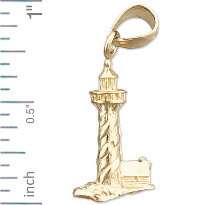 14K Gold 3D Lighthouse Charm