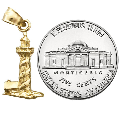 14K Gold 3D Lighthouse Charm