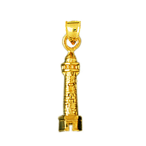 14K Gold 15MM 3D Lighthouse Charm