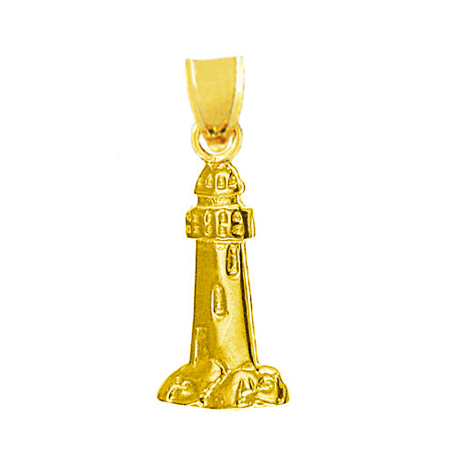 14K Gold 14MM Lighthouse Charm