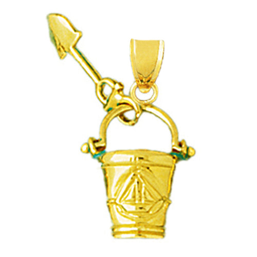 14K Gold 3D Pail and Shovel Charm