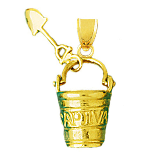 14K Gold 3D Captiva Pail and Shovel Charm