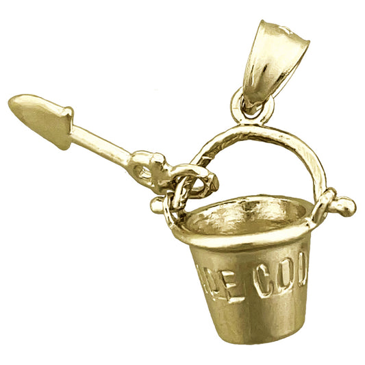 14K Gold 3D Cape Cod Pail and Shovel Charm