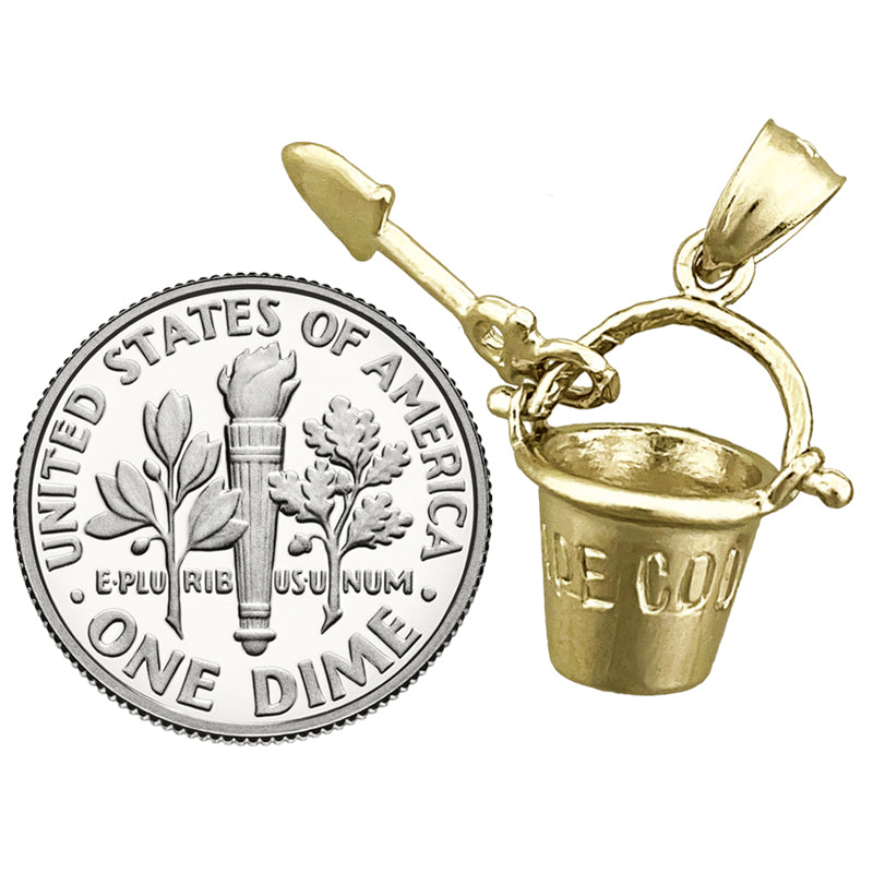 14K Gold 3D Cape Cod Pail and Shovel Charm