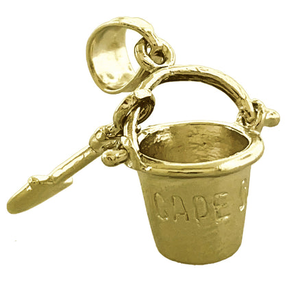 14K Gold 3D Cape Cod Pail and Shovel Charm