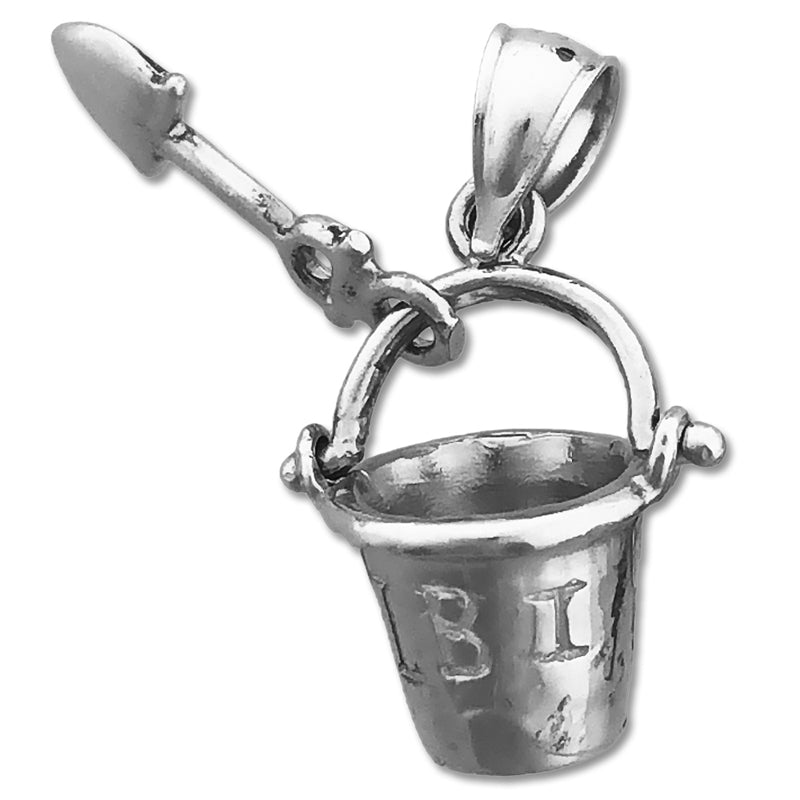 14K Gold 3-D Beach Pail and Shovel Charm
