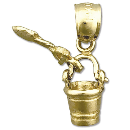 14K Gold 3D Pail and Shovel Mini Charm