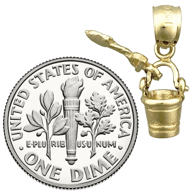 14K Gold 3D Pail and Shovel Mini Charm