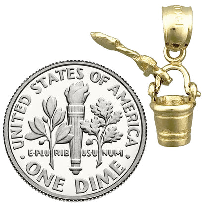 14K Gold 3D Pail and Shovel Mini Charm