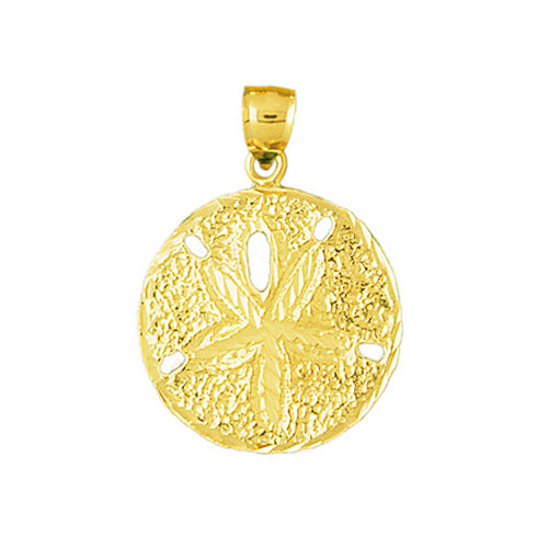 14K Gold 15MM Floral Sand Dollar Charm