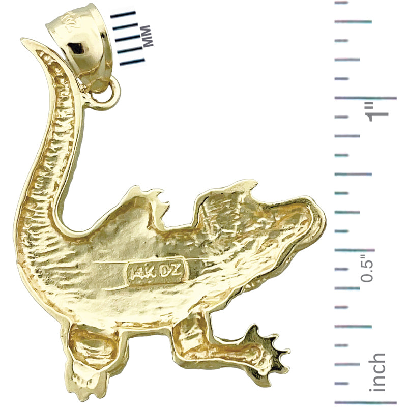 14K Gold Scaly Skin Crocodile Pendant