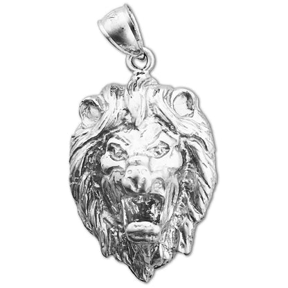 14K Gold Growling Lion Head Pendant