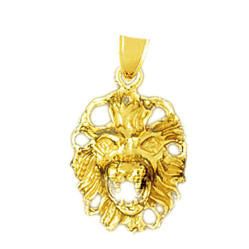 14K Gold 18MM Lion Head Charm