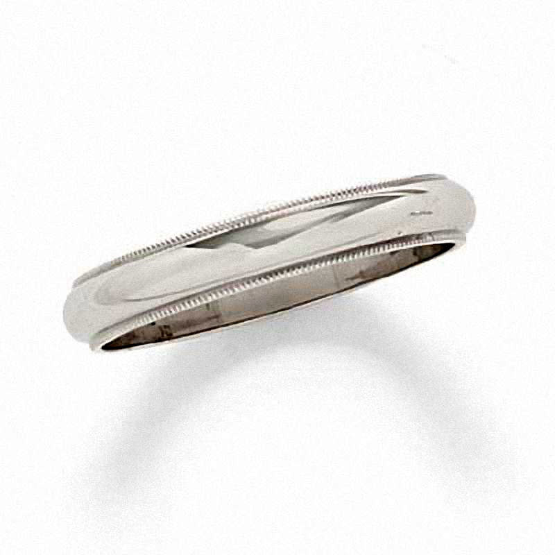 Ladies' Solid 14K White Gold Milgrain Wedding Band