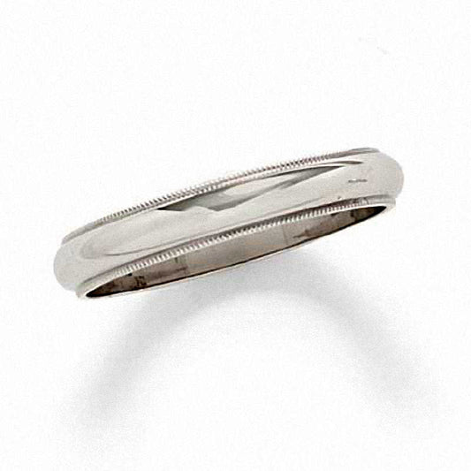 Ladies' Solid 14K White Gold Milgrain Wedding Band