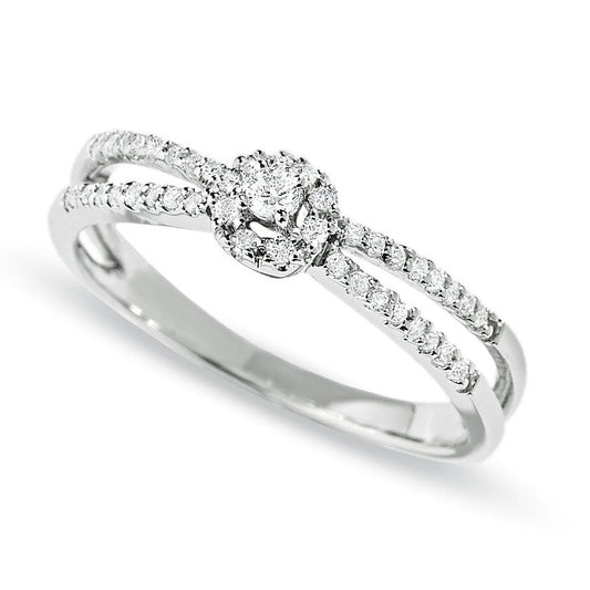 0.13 CT. T.W. Natural Diamond Split Shank Promise Ring in Solid 10K White Gold