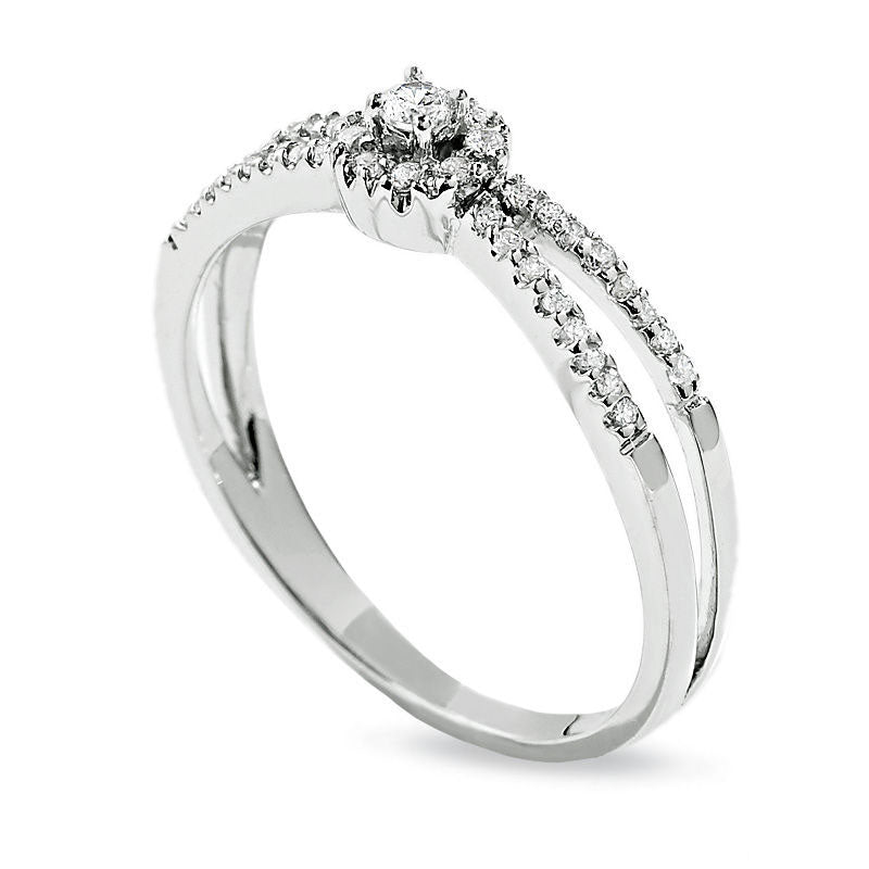 0.13 CT. T.W. Natural Diamond Split Shank Promise Ring in Solid 10K White Gold