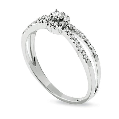 0.13 CT. T.W. Natural Diamond Split Shank Promise Ring in Solid 10K White Gold
