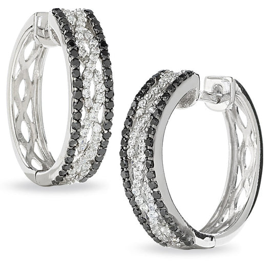 0.75 CT. T.W. Enhanced Black and White Diamond Infinity Earrings in 10K White Gold