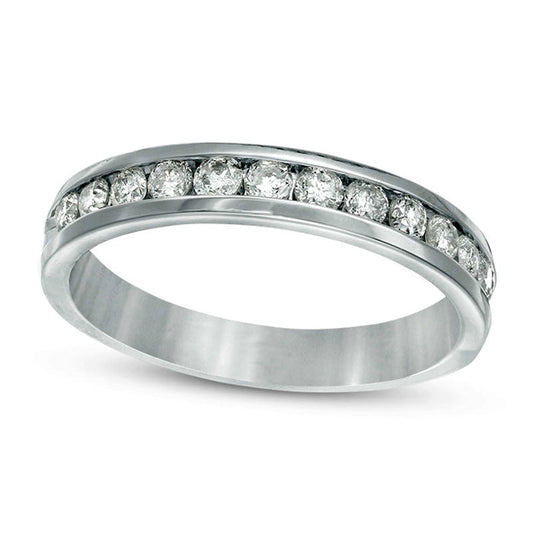 0.50 CT. T.W. Natural Diamond Channel Band in Solid 14K White Gold