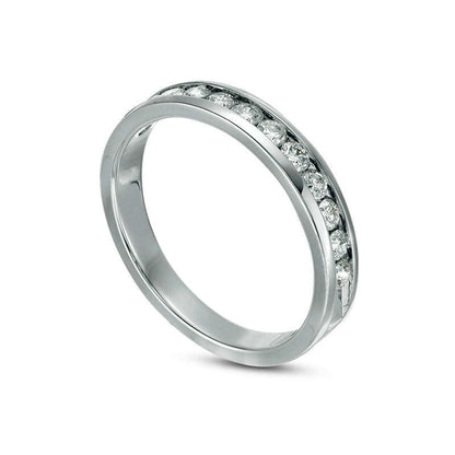 0.50 CT. T.W. Natural Diamond Channel Band in Solid 14K White Gold