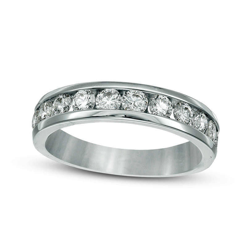 1.0 CT. T.W. Natural Diamond Channel Band in Solid 14K White Gold