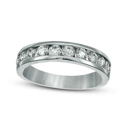 1.0 CT. T.W. Natural Diamond Channel Band in Solid 14K White Gold