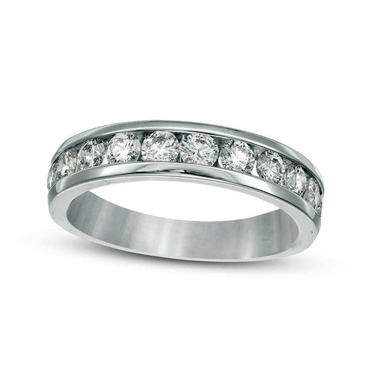 1.0 CT. T.W. Natural Diamond Channel Band in Solid 14K White Gold