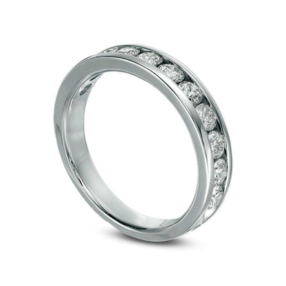 1.0 CT. T.W. Natural Diamond Channel Band in Solid 14K White Gold