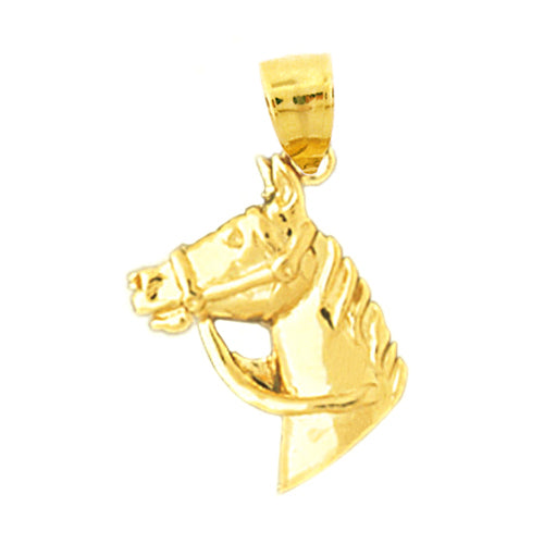 14K Gold Bridled Horse Head Charm