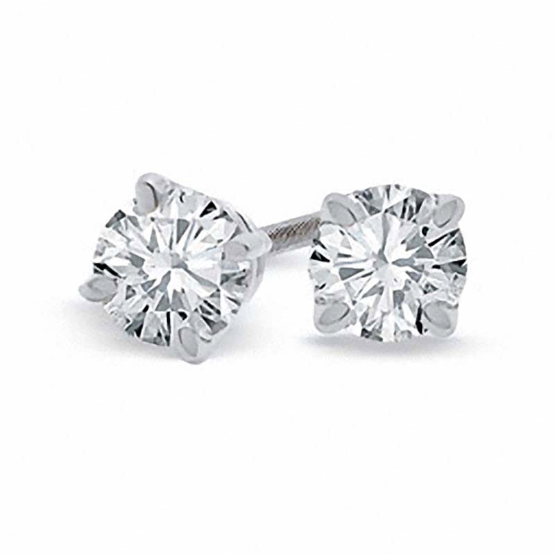 0.75 CT. T.W. Certified Diamond Solitaire Stud Earrings in 18K White Gold (I/VS2)